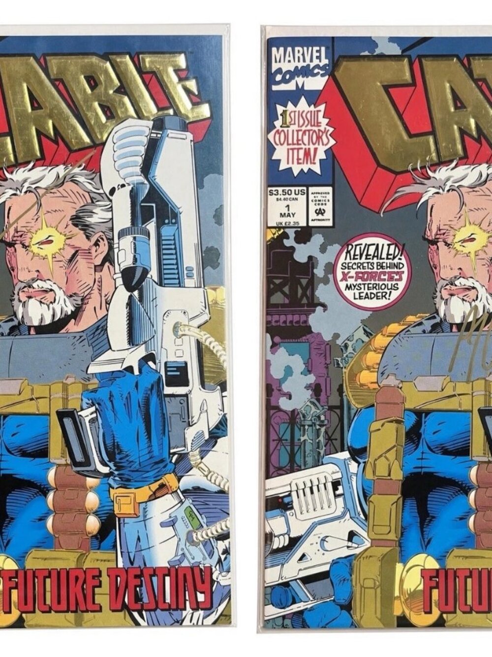 Cable #1 Marvel 1993 Gold Foil 1st Issue Signed Thibert + Nicieza Lot of 2